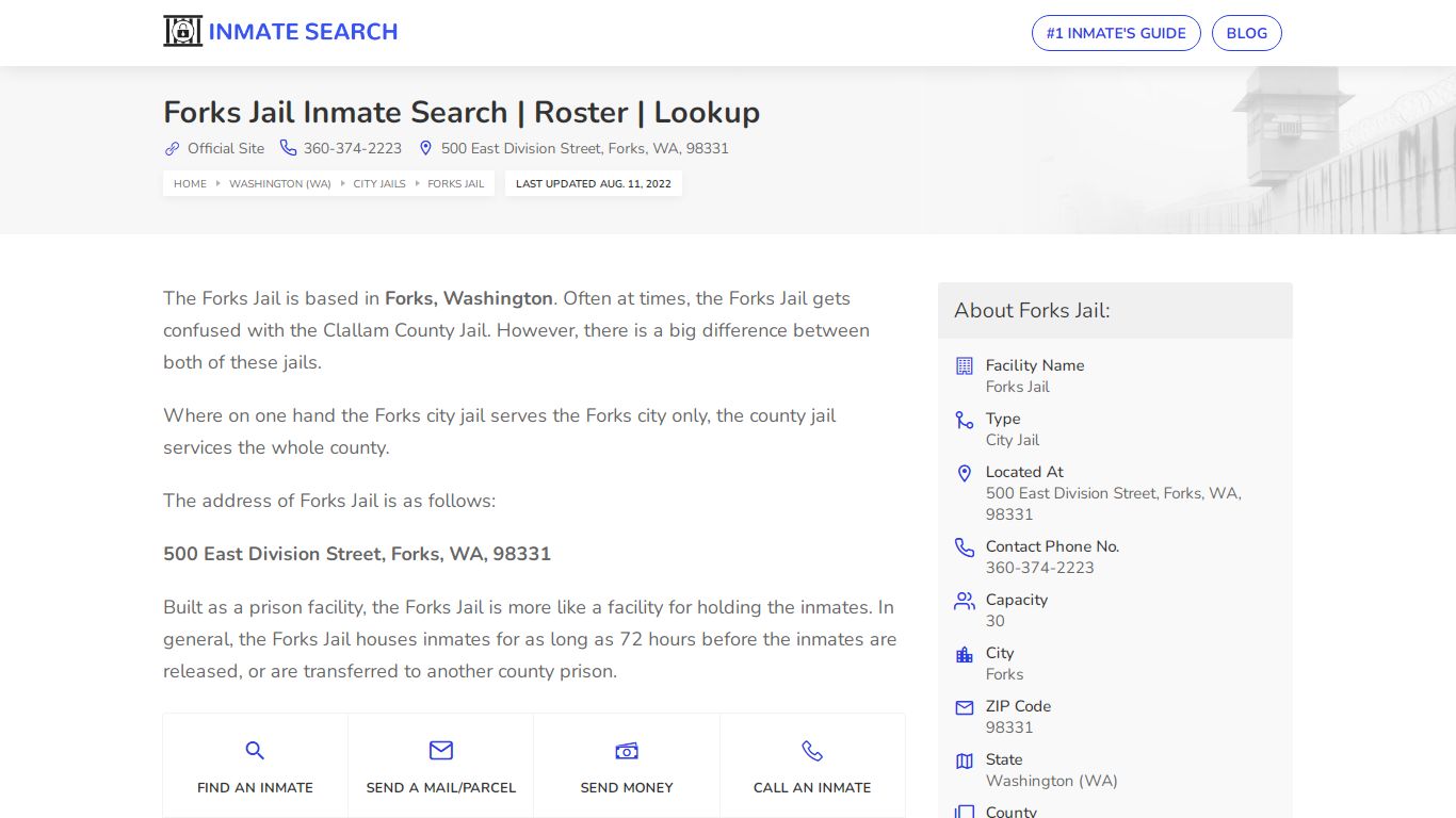 Forks Jail Inmate Search | Roster | Lookup