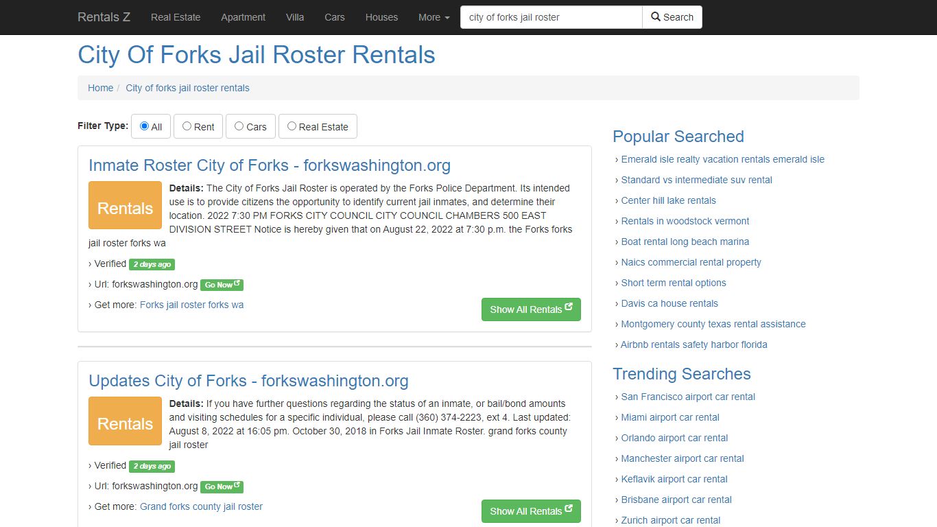 City Of Forks Jail Roster Rentals