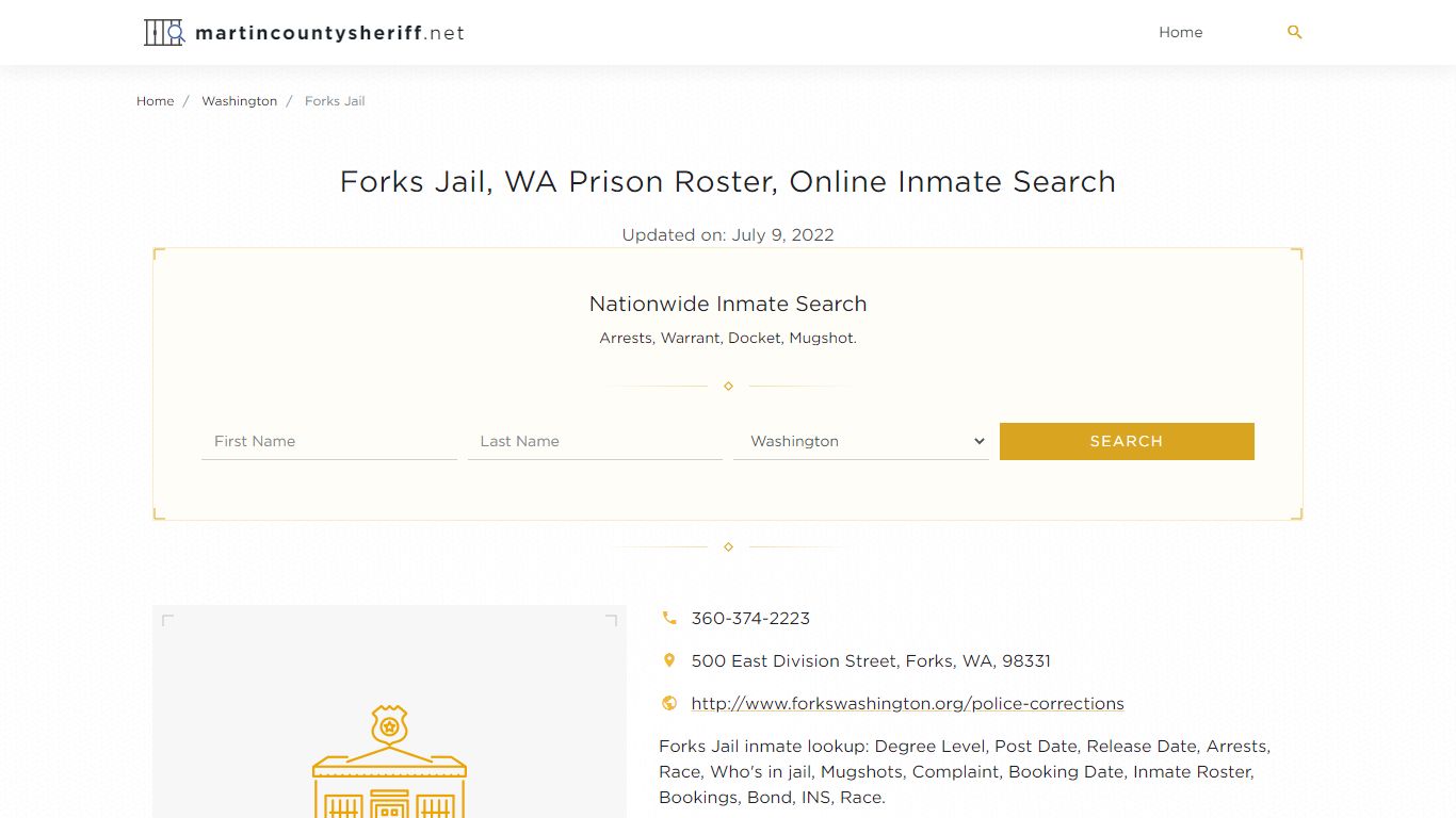 Forks Jail, WA Prison Roster, Online Inmate Search ...